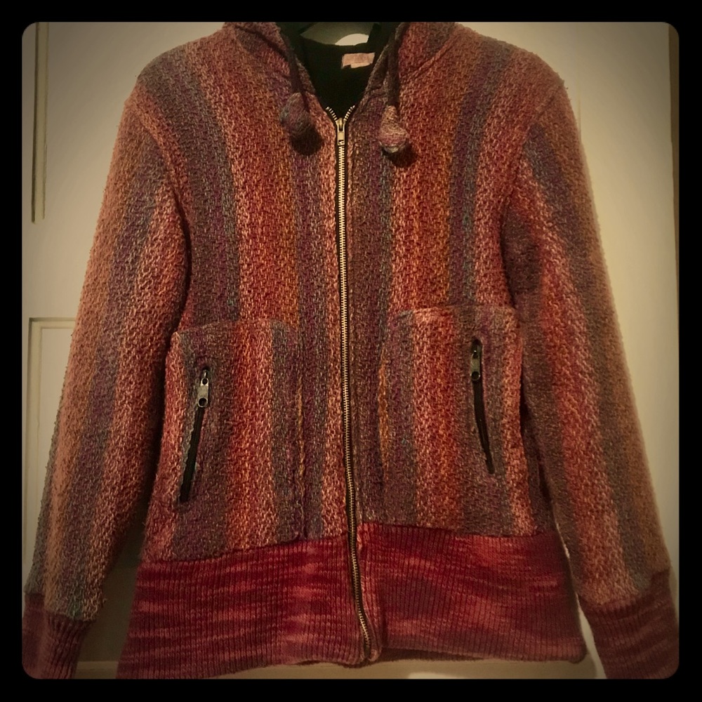 Hippie Cotton Knitted and Lined Gypsy Hoodie - M